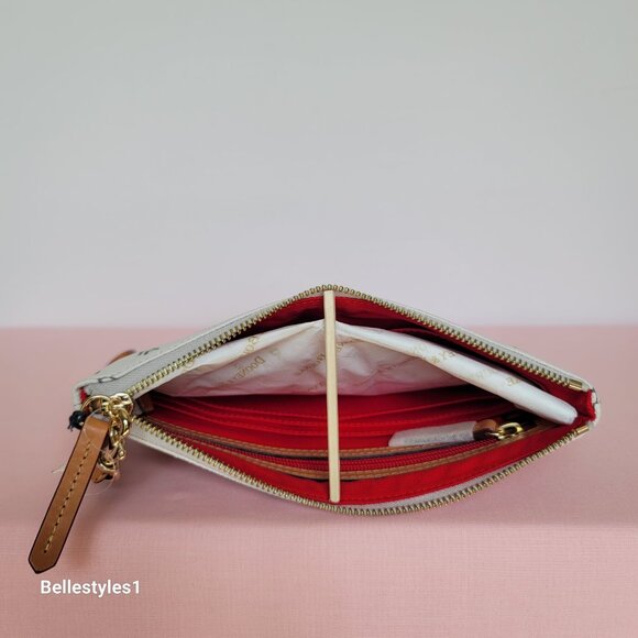 DOONEY & BOURKE Blakely Signature Logo Print Large Wristlet- Bone color ⭐ - Picture 12 of 16